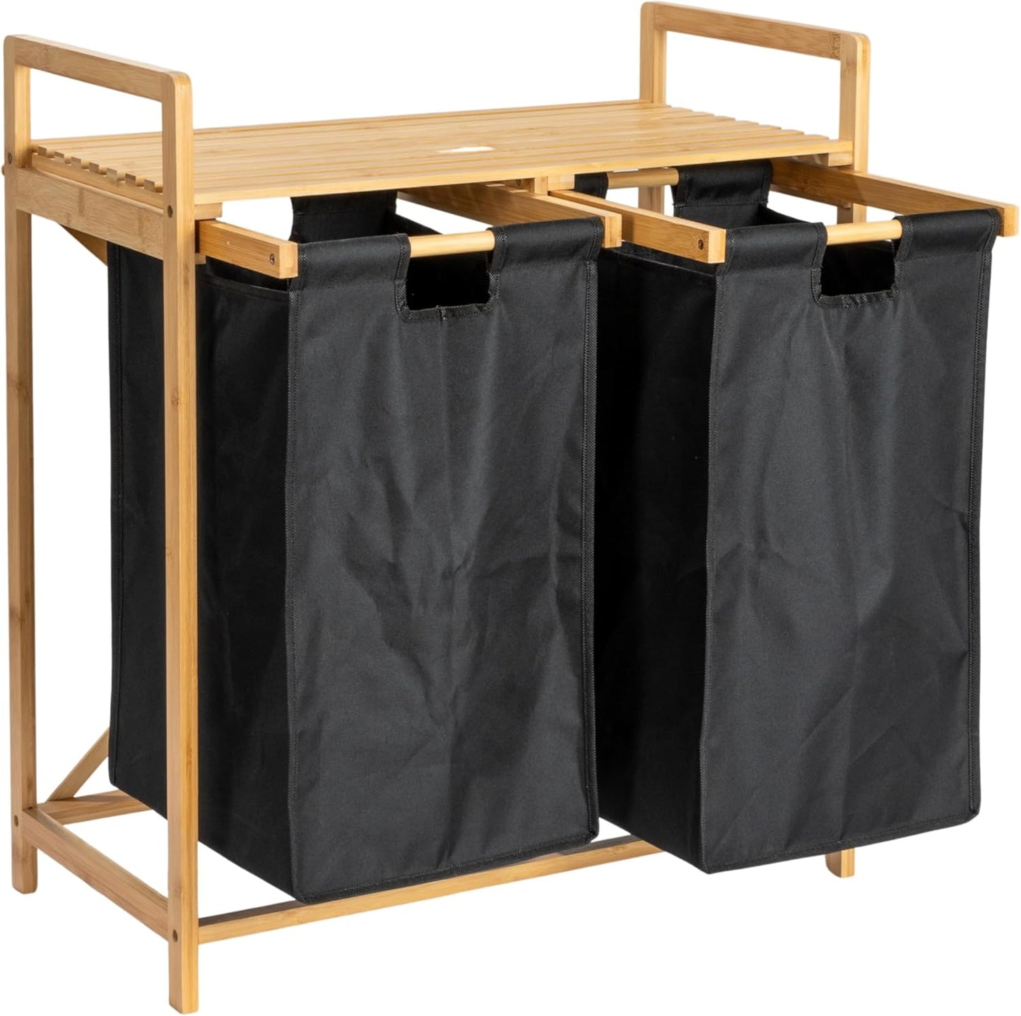 Natural Bamboo Double Hamper Organizer