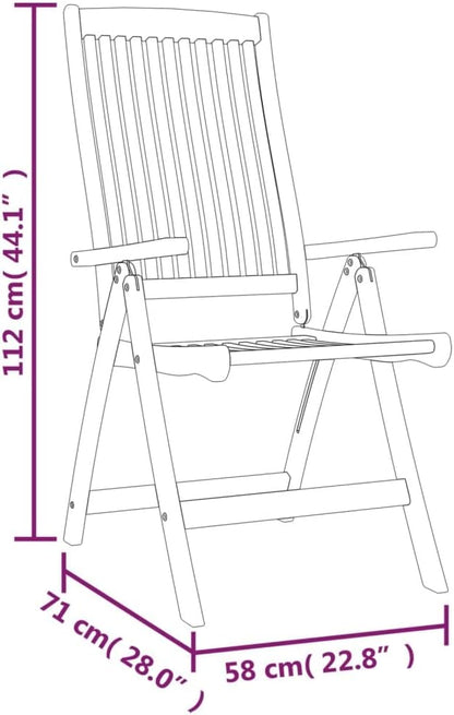 Solid Eucalyptus Outdoor Dining Set | Elegant Extendable Table & Reclining Chairs