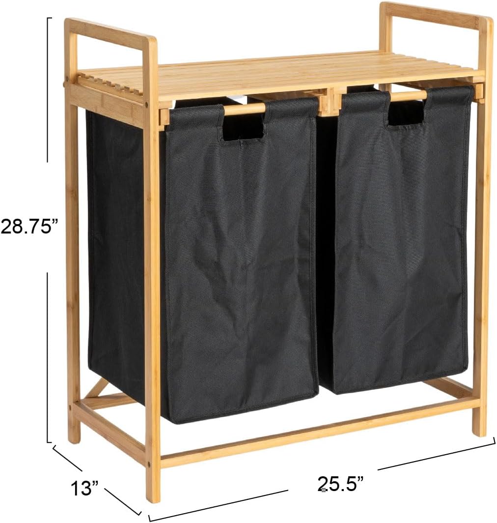Natural Bamboo Double Hamper Organizer