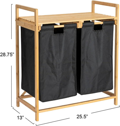Natural Bamboo Double Hamper Organizer