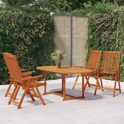 Solid Eucalyptus Outdoor Dining Set | Elegant Extendable Table & Reclining Chairs