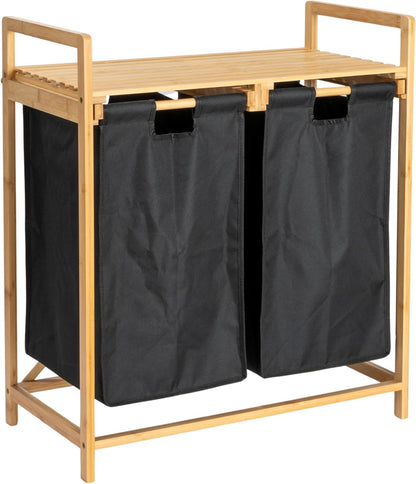 Natural Bamboo Double Hamper Organizer