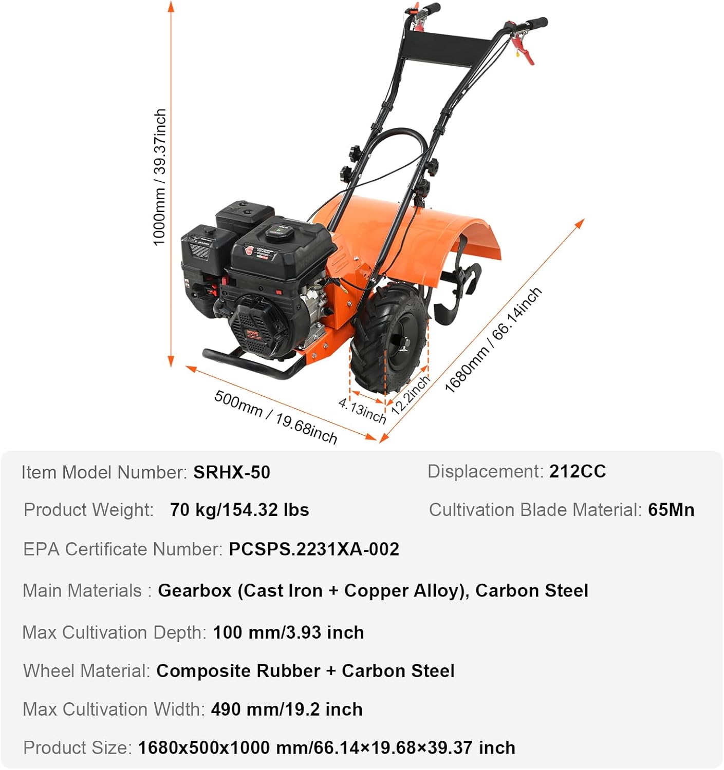 4-Stroke Gas Powered Tiller Cultivator | Heavy-Duty Garden Soil Cultivation Tool