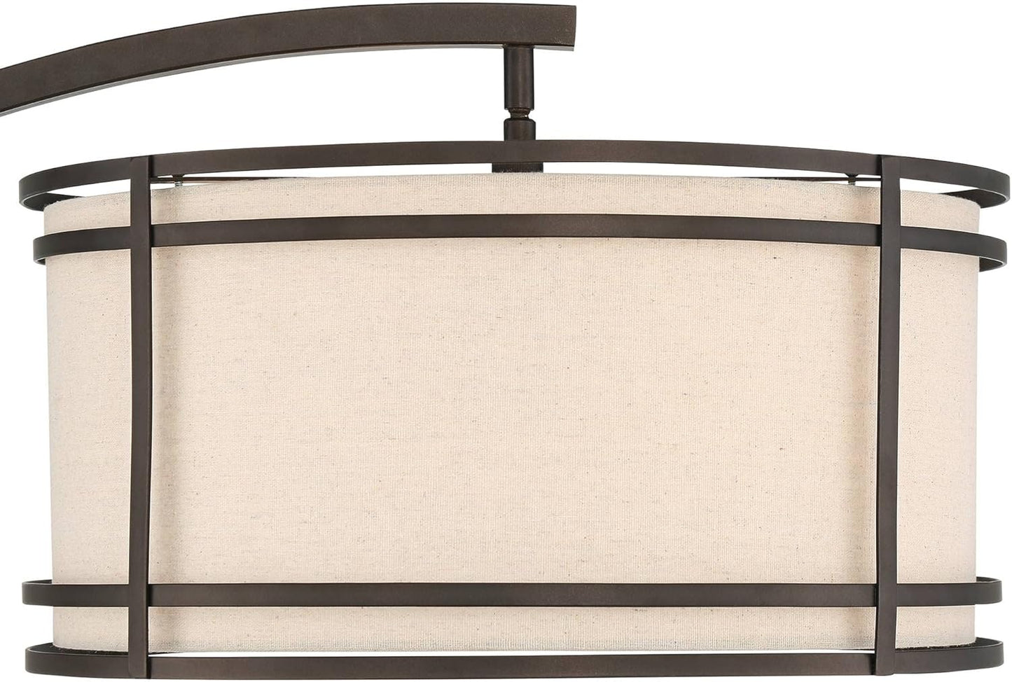 Farmhouse Arc Floor Lamp Industrial Style Standing Light with Fabric Shade