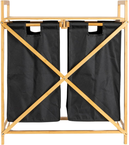 Natural Bamboo Double Hamper Organizer