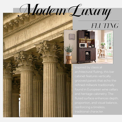 Modern Fluted Bar Cabinet with LED Lights | Elevate Your Home in Style