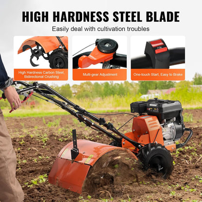 4-Stroke Gas Powered Tiller Cultivator | Heavy-Duty Garden Soil Cultivation Tool
