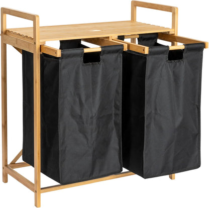 Natural Bamboo Double Hamper Organizer