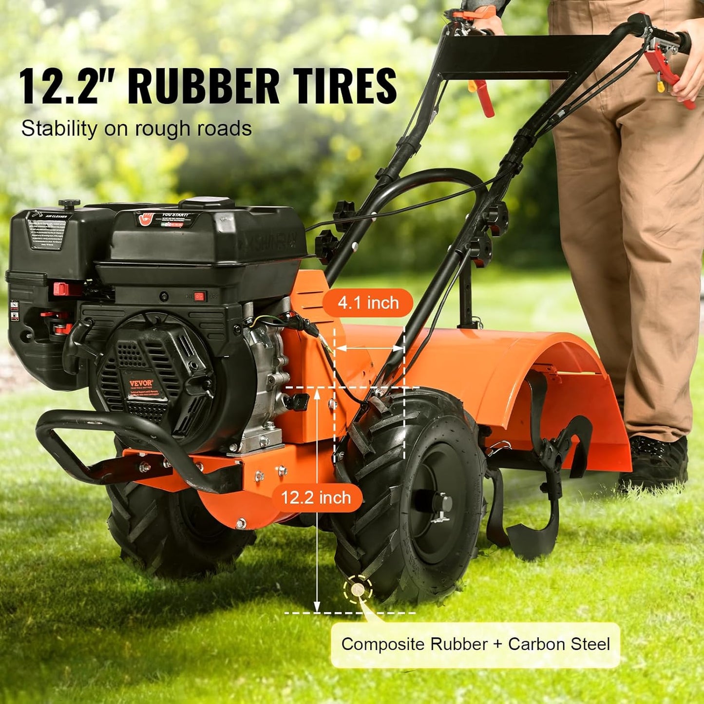 4-Stroke Gas Powered Tiller Cultivator | Heavy-Duty Garden Soil Cultivation Tool