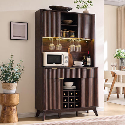 Modern Fluted Bar Cabinet with LED Lights | Elevate Your Home in Style