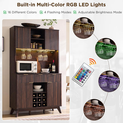 Modern Fluted Bar Cabinet with LED Lights | Elevate Your Home in Style