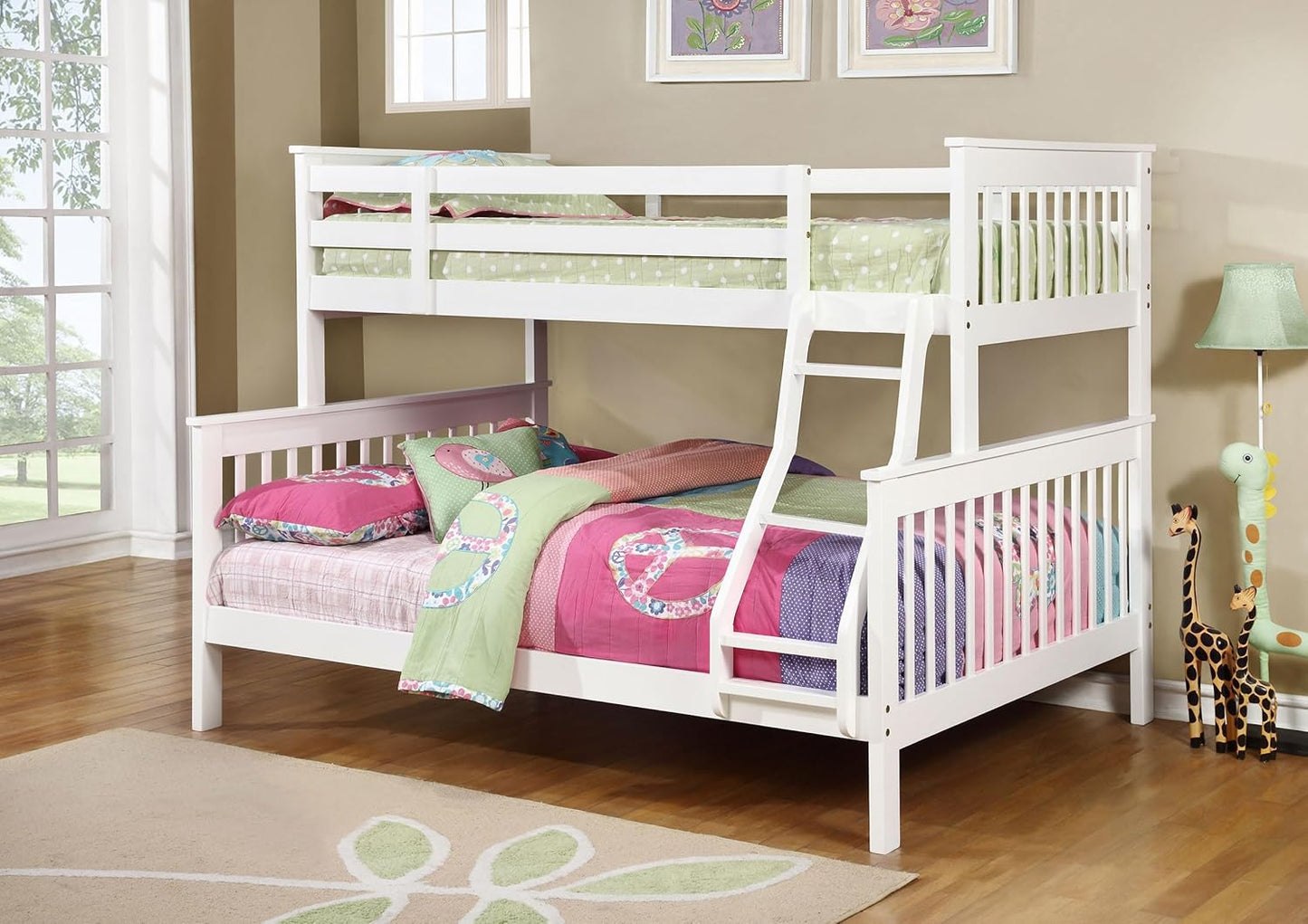 Twin Over Full Bunk Bed Space-Saving Modern Wood Frame