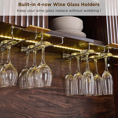 Modern Fluted Bar Cabinet with LED Lights | Elevate Your Home in Style