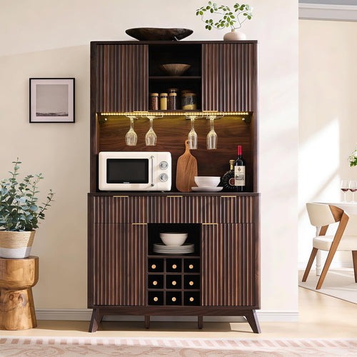 Modern Fluted Bar Cabinet with LED Lights | Elevate Your Home in Style